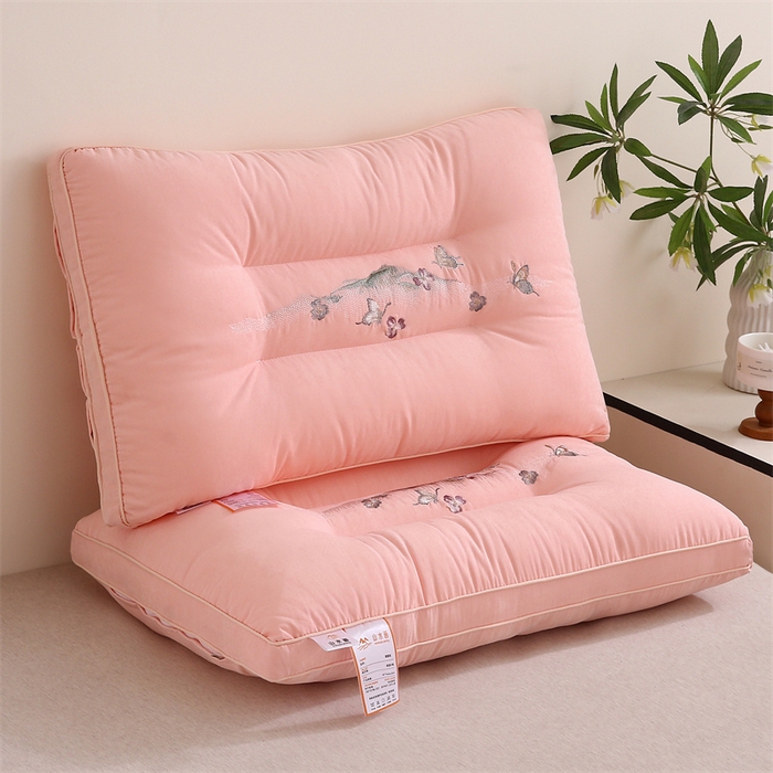 91家纺网 家纺一手货源 找家纺 天意美枕芯 2025新款糯糯棉山水画枕枕头枕芯 樱花粉