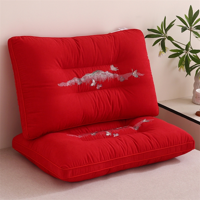 天意美枕芯 2025新款糯糯棉山水画枕枕头枕芯 正红