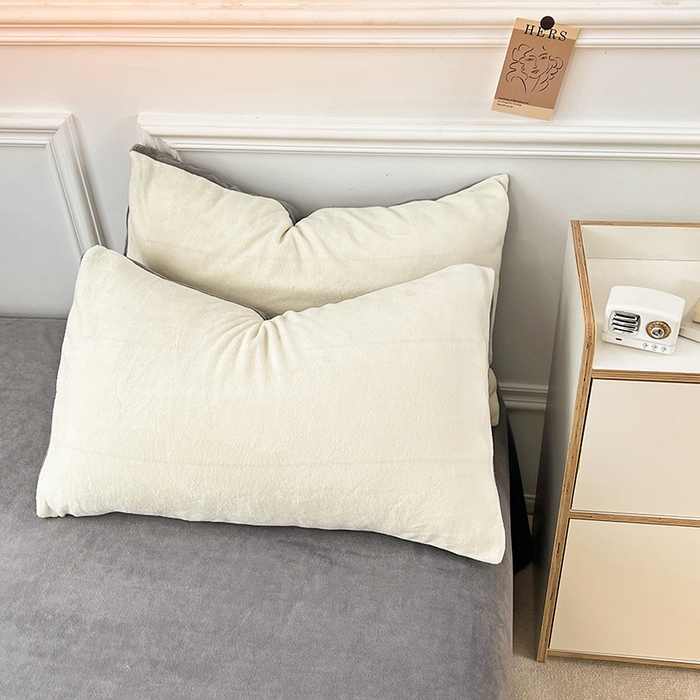 91家纺网 家纺一手货源 找家纺 梵克保罗 2025秋冬新款ins风小红书高克重纯色双拼牛奶绒单被套 奶白拿铁