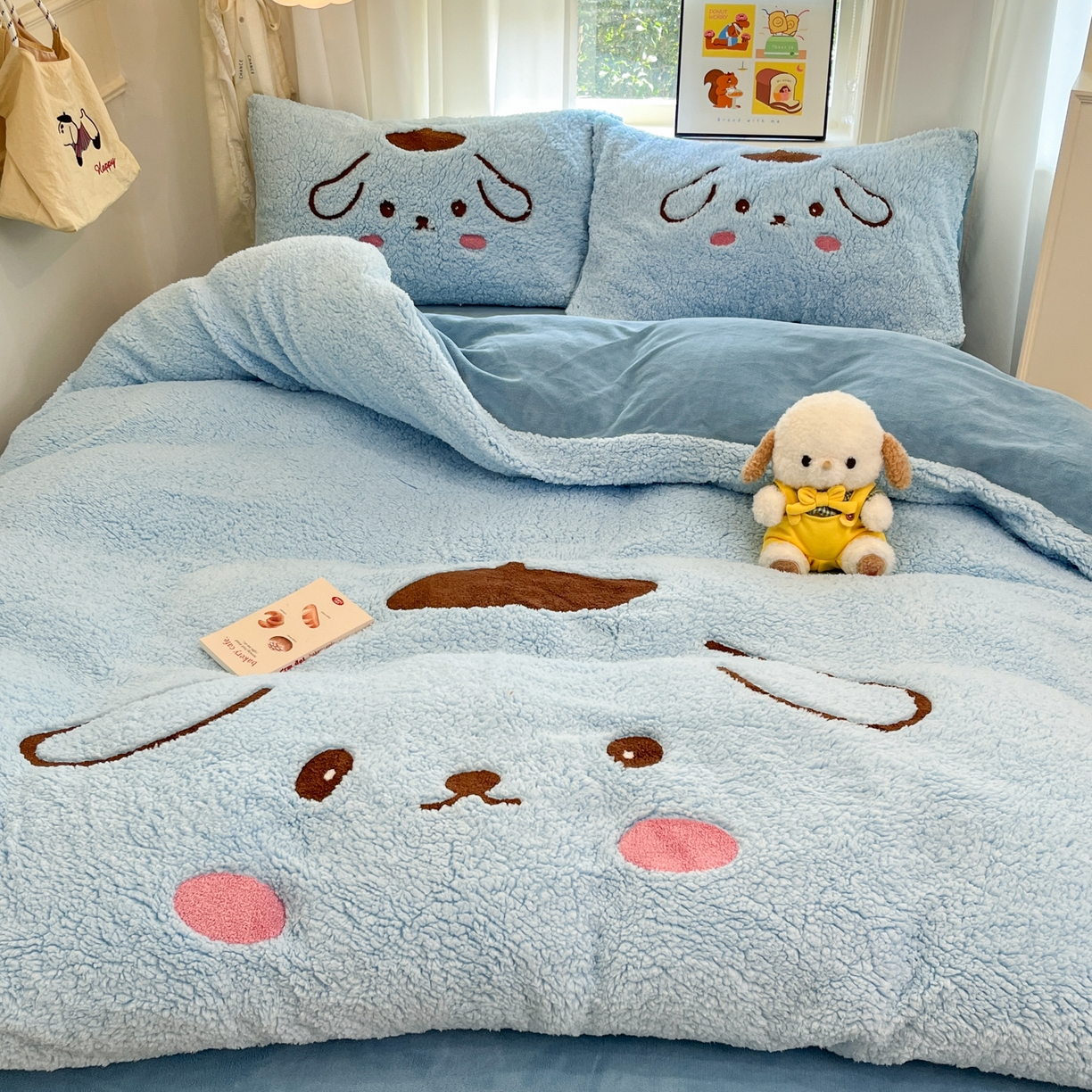 91家纺网 家纺一手货源 找家纺 （总）梓之赫 2025新款大版羊羔绒牛奶绒卡通四件套冬季加厚保暖