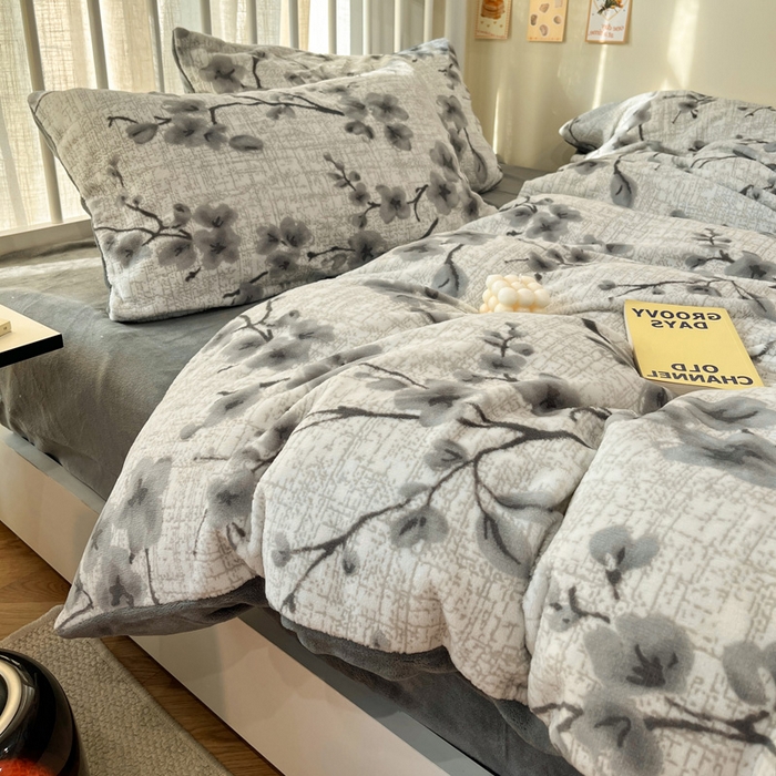 91家纺网 家纺一手货源 找家纺 （总）雅居纺家纺 2025新款花卉雕花绒加厚保暖四件套