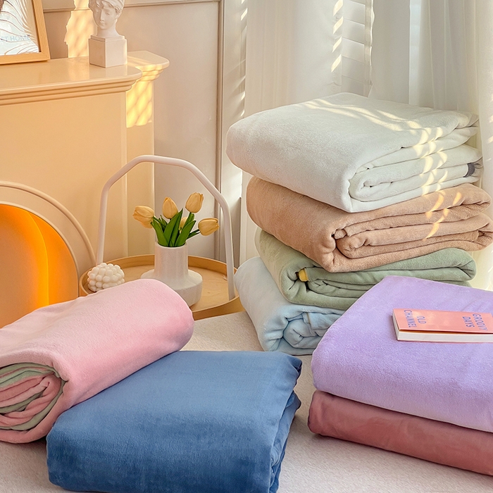 91家纺网 家纺一手货源 找家纺 （总）梵克保罗 2025秋冬新款ins风小红书高克重纯色双拼牛奶绒单被套三件套四件套系列