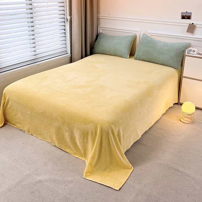 91家纺网 家纺一手货源 找家纺 梵克保罗 2025秋冬新款ins风小红书高克重纯色双拼牛奶绒单被套三件套四件套系列 抹茶芝士