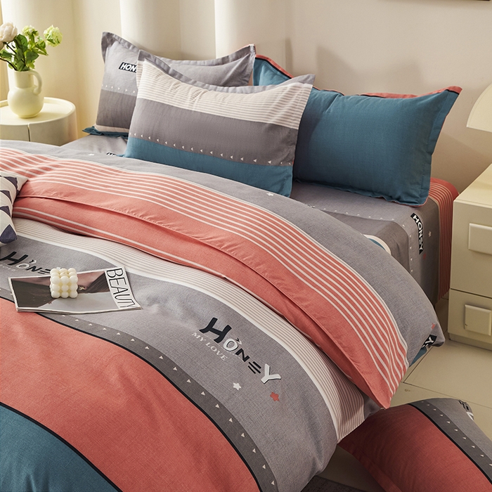 91家纺网 家纺一手货源 找家纺 鑫缘 2025直播爆款印花植物羊绒加厚磨毛单被套 彩色织语