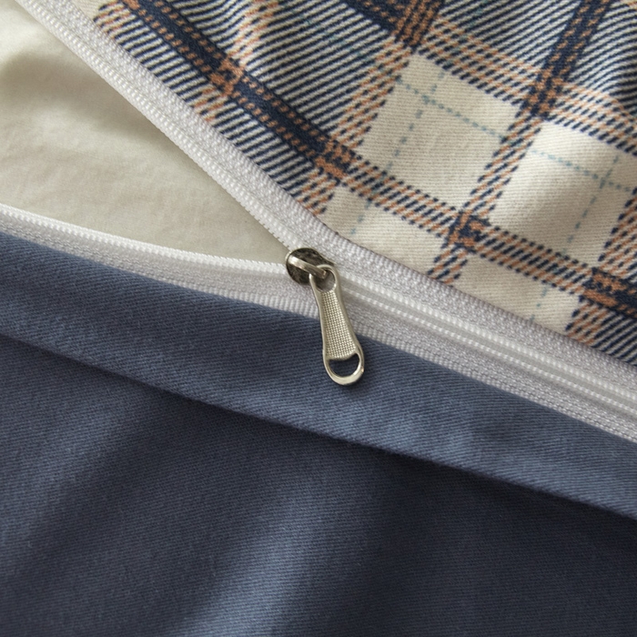 91家纺网 家纺一手货源 找家纺 雅居纺家纺 2025新款简约款全棉磨毛四件套 旋律-蓝格