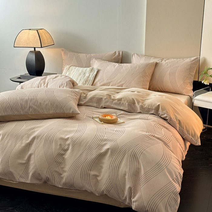 91家纺网 家纺一手货源 找家纺 雅居纺家纺 2025新款简约款全棉磨毛四件套 卡米拉