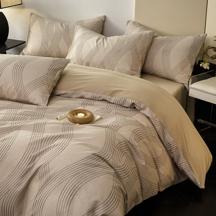 91家纺网 家纺一手货源 找家纺 雅居纺家纺 2025新款简约款全棉磨毛四件套 卡米拉