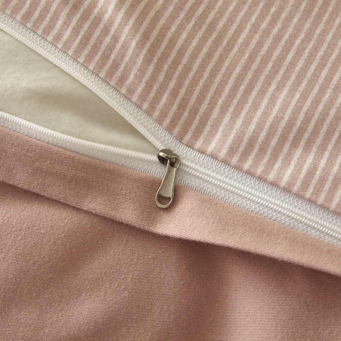 91家纺网 家纺一手货源 找家纺 雅居纺家纺 2025新款简约款全棉磨毛四件套 宁静-粉条