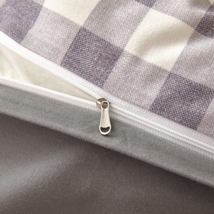 91家纺网 家纺一手货源 找家纺 雅居纺家纺 2025新款简约款全棉磨毛四件套 小格灰