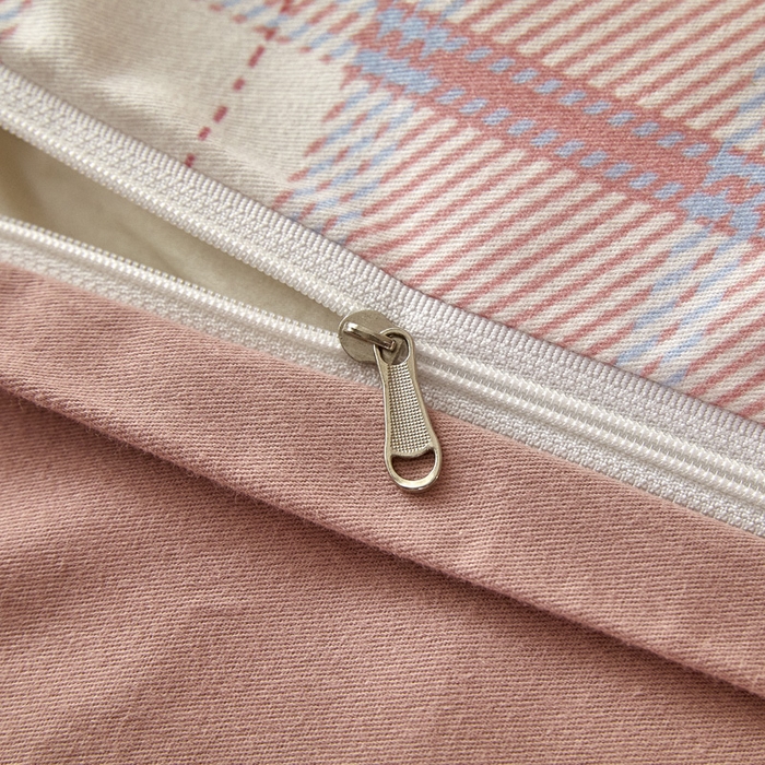 91家纺网 家纺一手货源 找家纺 雅居纺家纺 2025新款简约款全棉磨毛四件套 旋律-粉格