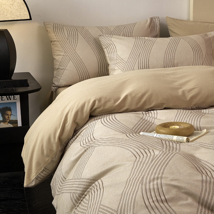 91家纺网 家纺一手货源 找家纺 雅居纺家纺 2025新款简约款全棉磨毛四件套 卡米拉