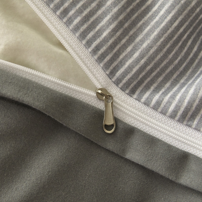 91家纺网 家纺一手货源 找家纺 雅居纺家纺 2025新款简约款全棉磨毛四件套 宁静-灰条