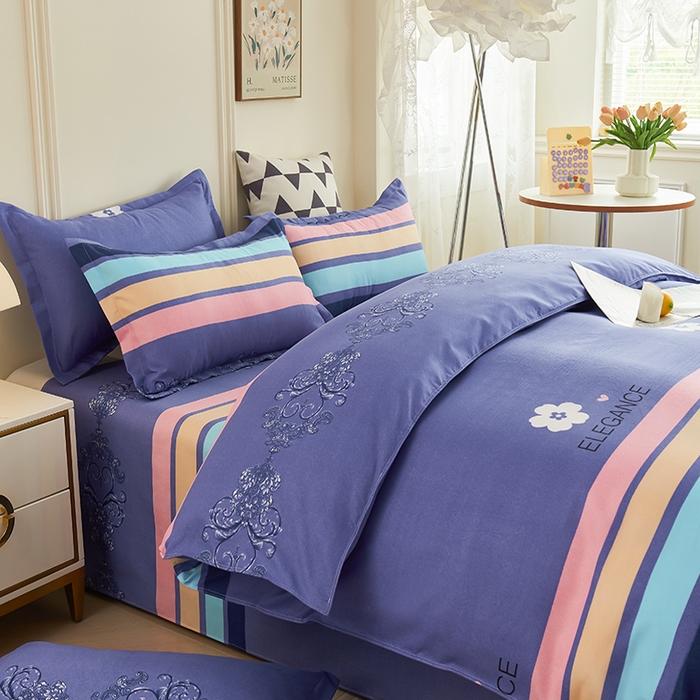 91家纺网 家纺一手货源 找家纺 鑫缘 2025直播爆款印花植物羊绒加厚磨毛单被套 轻轻蜜语