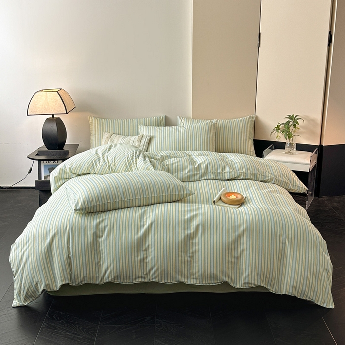 雅居纺家纺 2025新款简约款全棉磨毛四件套 米兰绿