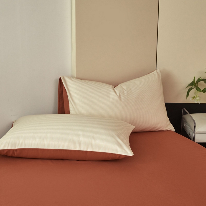 91家纺网 家纺一手货源 找家纺 雅居纺家纺 2025新款简约款全棉磨毛四件套 宁静-焦糖条