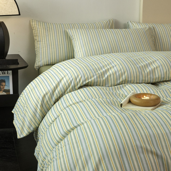 91家纺网 家纺一手货源 找家纺 雅居纺家纺 2025新款简约款全棉磨毛四件套 米兰绿