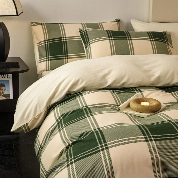 91家纺网 家纺一手货源 找家纺 雅居纺家纺 2025新款简约款全棉磨毛四件套 半山松石