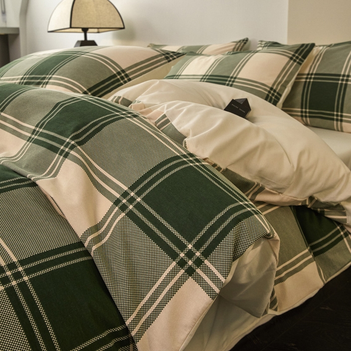 91家纺网 家纺一手货源 找家纺 雅居纺家纺 2025新款简约款全棉磨毛四件套 半山松石