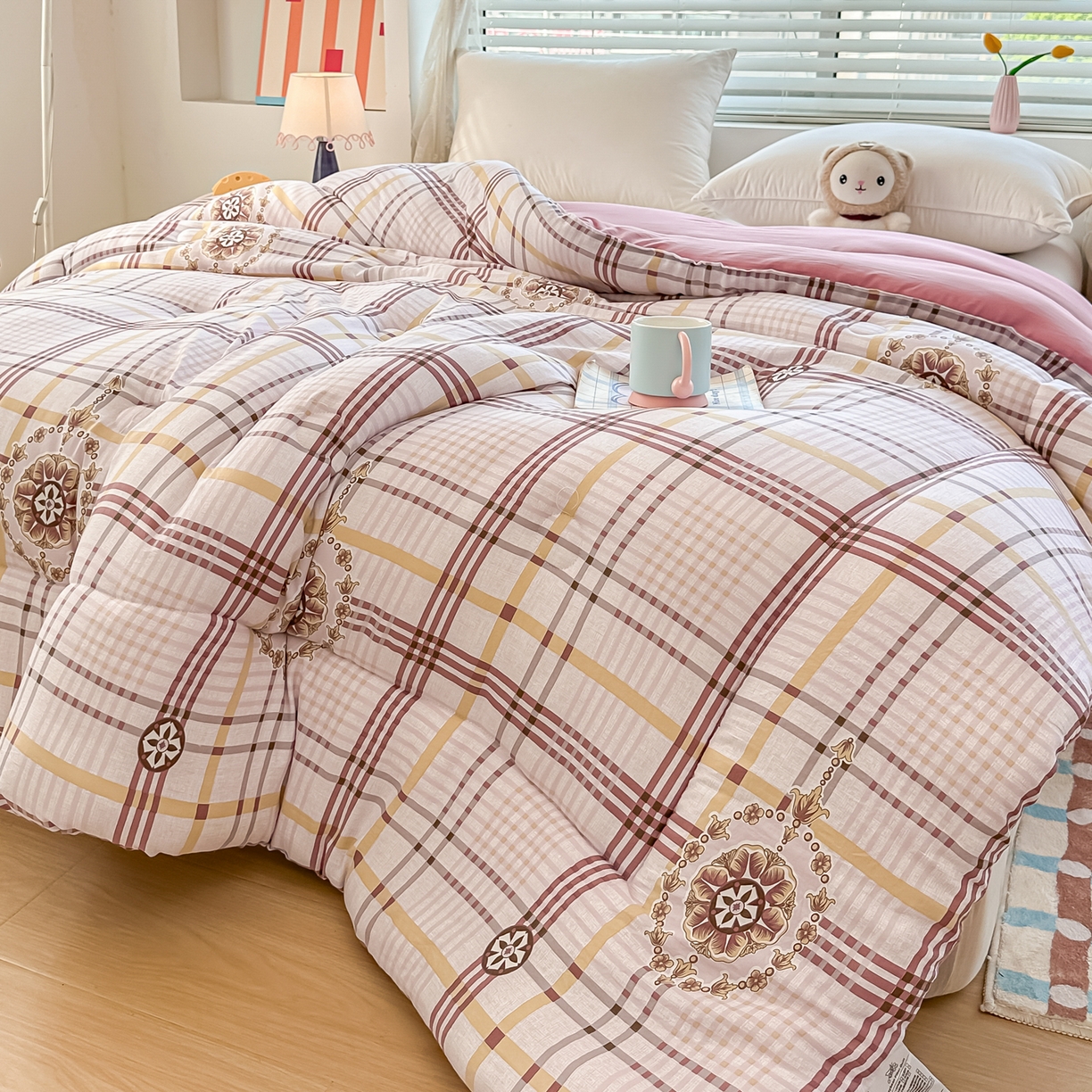 91家纺网 家纺一手货源 找家纺 好欣怡家纺 2025新款A类水洗棉冬被大豆纤维学生四季被子被芯跨境直播（提供买家秀质检报告） 格韵