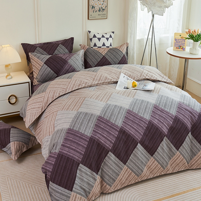 91家纺网 家纺一手货源 找家纺 鑫缘 2025直播爆款印花植物羊绒加厚磨毛单被套 幸福格