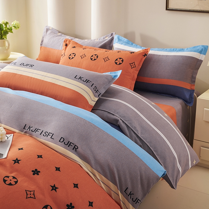 91家纺网 家纺一手货源 找家纺 鑫缘2025直播爆款印花植物羊绒加厚磨毛四件套1.2米学生三件套 布兰奇