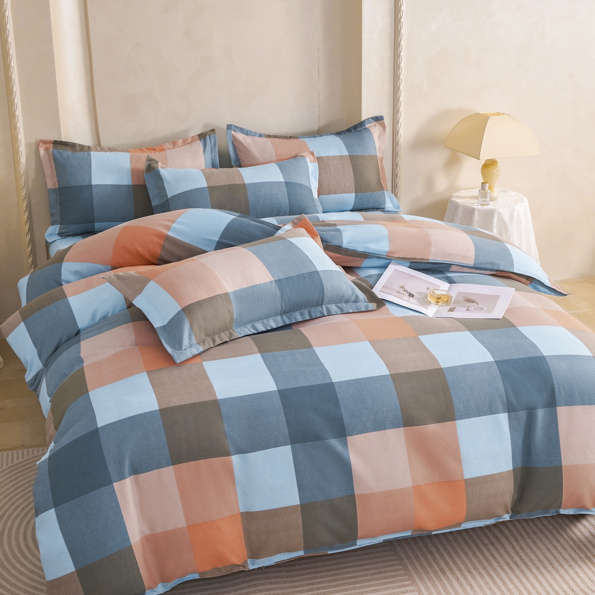 91家纺网 家纺一手货源 找家纺 鑫缘2025直播爆款印花植物羊绒加厚磨毛四件套1.2米学生三件套 千趣格