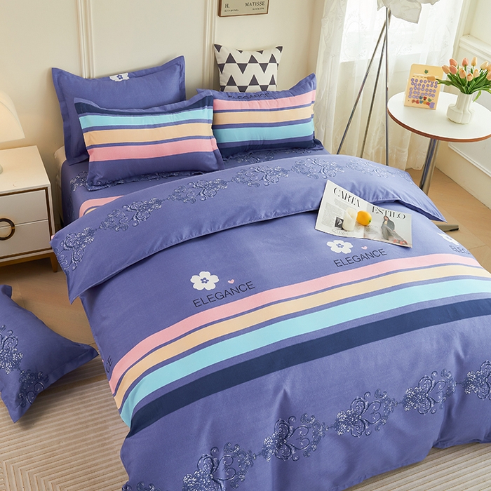 91家纺网 家纺一手货源 找家纺 鑫缘2025直播爆款印花植物羊绒加厚磨毛四件套1.2米学生三件套 轻轻蜜语