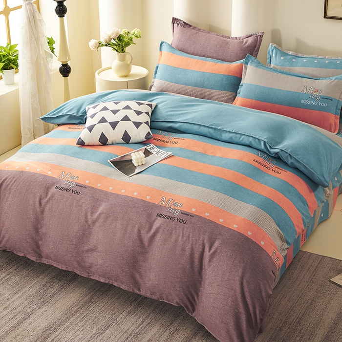 91家纺网 家纺一手货源 找家纺 鑫缘2025直播爆款印花植物羊绒加厚磨毛四件套1.2米学生三件套 思念