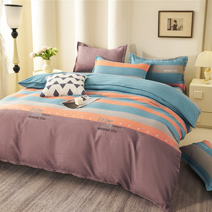 91家纺网 家纺一手货源 找家纺 鑫缘2025直播爆款印花植物羊绒加厚磨毛四件套1.2米学生三件套 思念