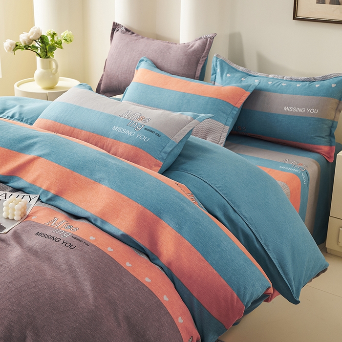 91家纺网 家纺一手货源 找家纺 鑫缘2025直播爆款印花植物羊绒加厚磨毛四件套1.2米学生三件套 思念