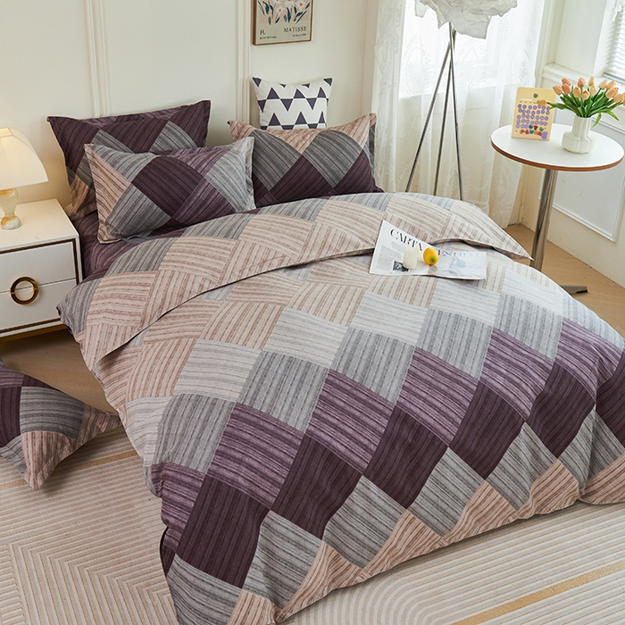 91家纺网 家纺一手货源 找家纺 鑫缘2025直播爆款印花植物羊绒加厚磨毛四件套1.2米学生三件套 幸福格