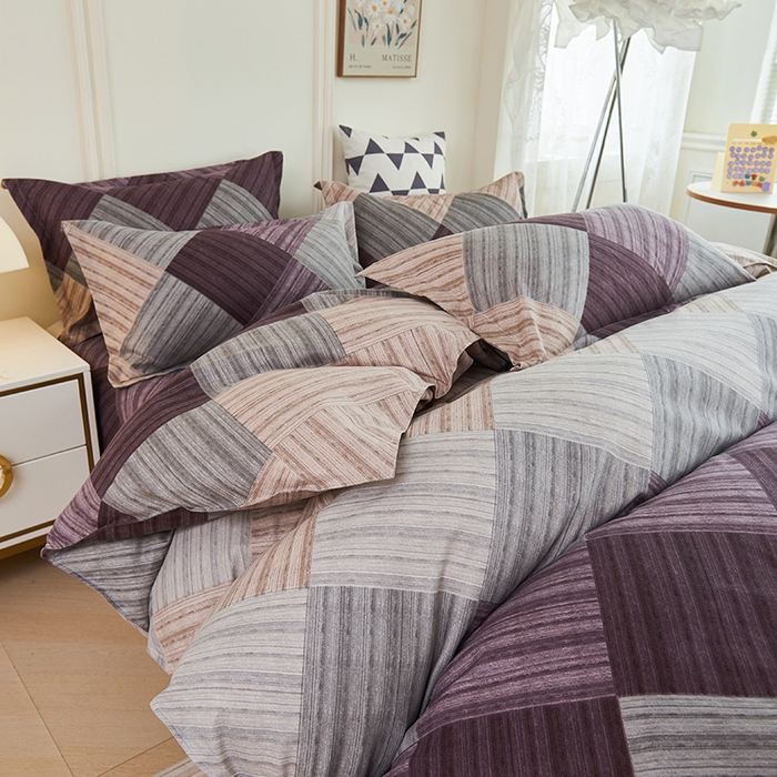 91家纺网 家纺一手货源 找家纺 鑫缘2025直播爆款印花植物羊绒加厚磨毛四件套1.2米学生三件套 幸福格