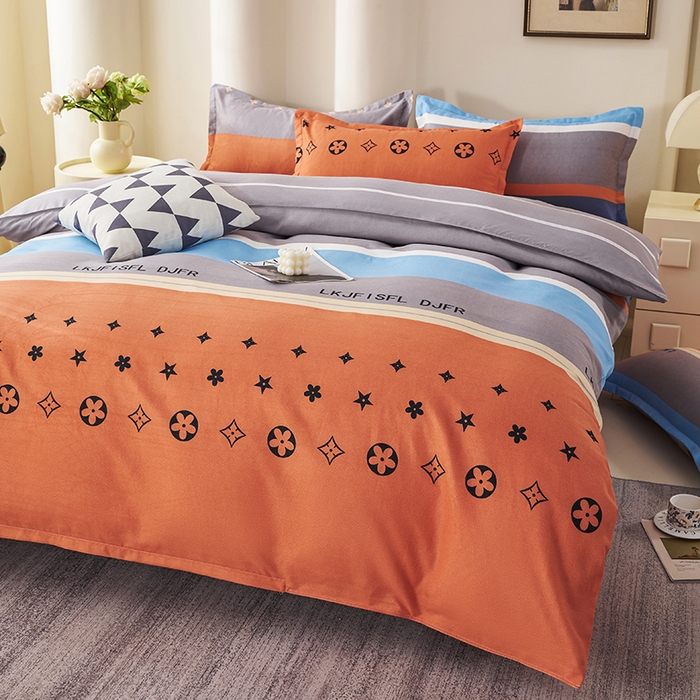 91家纺网 家纺一手货源 找家纺 鑫缘2025直播爆款印花植物羊绒加厚磨毛四件套1.2米学生三件套 绚丽之梦