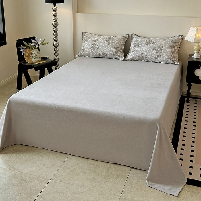 91家纺网 家纺一手货源 找家纺 （总）品乐家纺 2025秋冬新款糯米绒缇肤绒印花贝壳边四件套