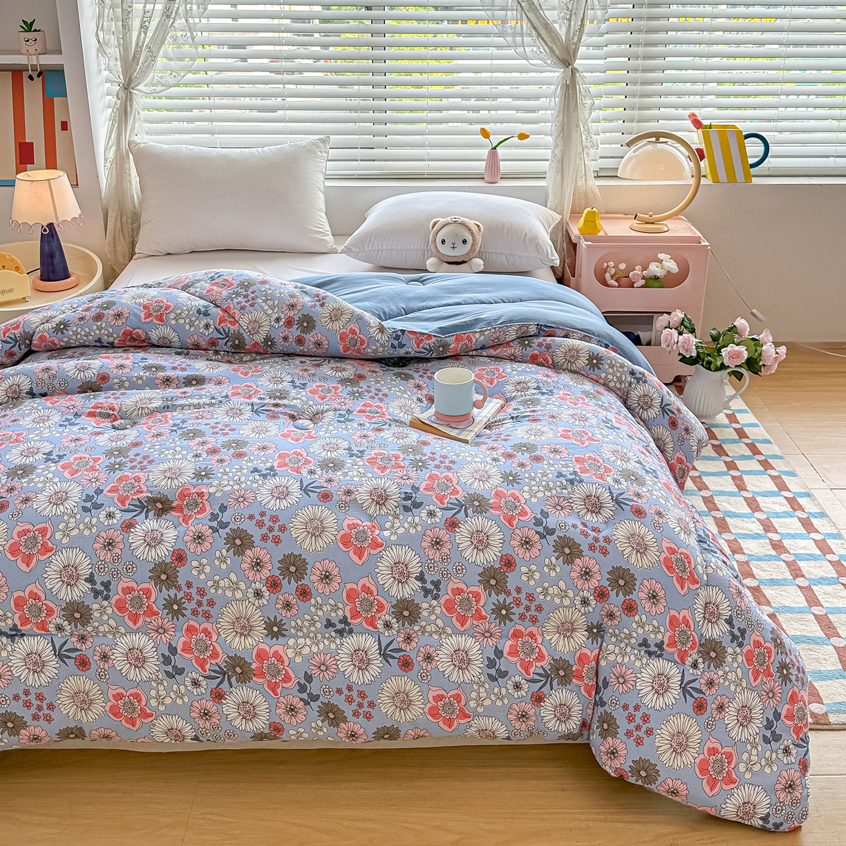 91家纺网 家纺一手货源 找家纺 好欣怡家纺 2025新款A类水洗棉冬被大豆纤维学生四季被子被芯跨境直播（提供买家秀质检报告） 花香四溢