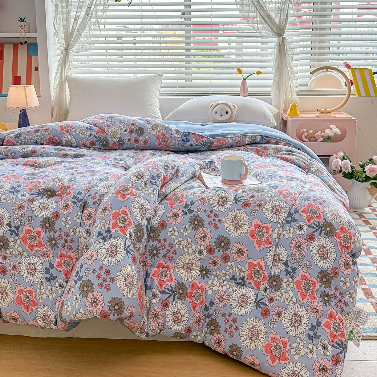 91家纺网 家纺一手货源 找家纺 好欣怡家纺 2025新款A类水洗棉冬被大豆纤维学生四季被子被芯跨境直播（提供买家秀质检报告） 花香四溢