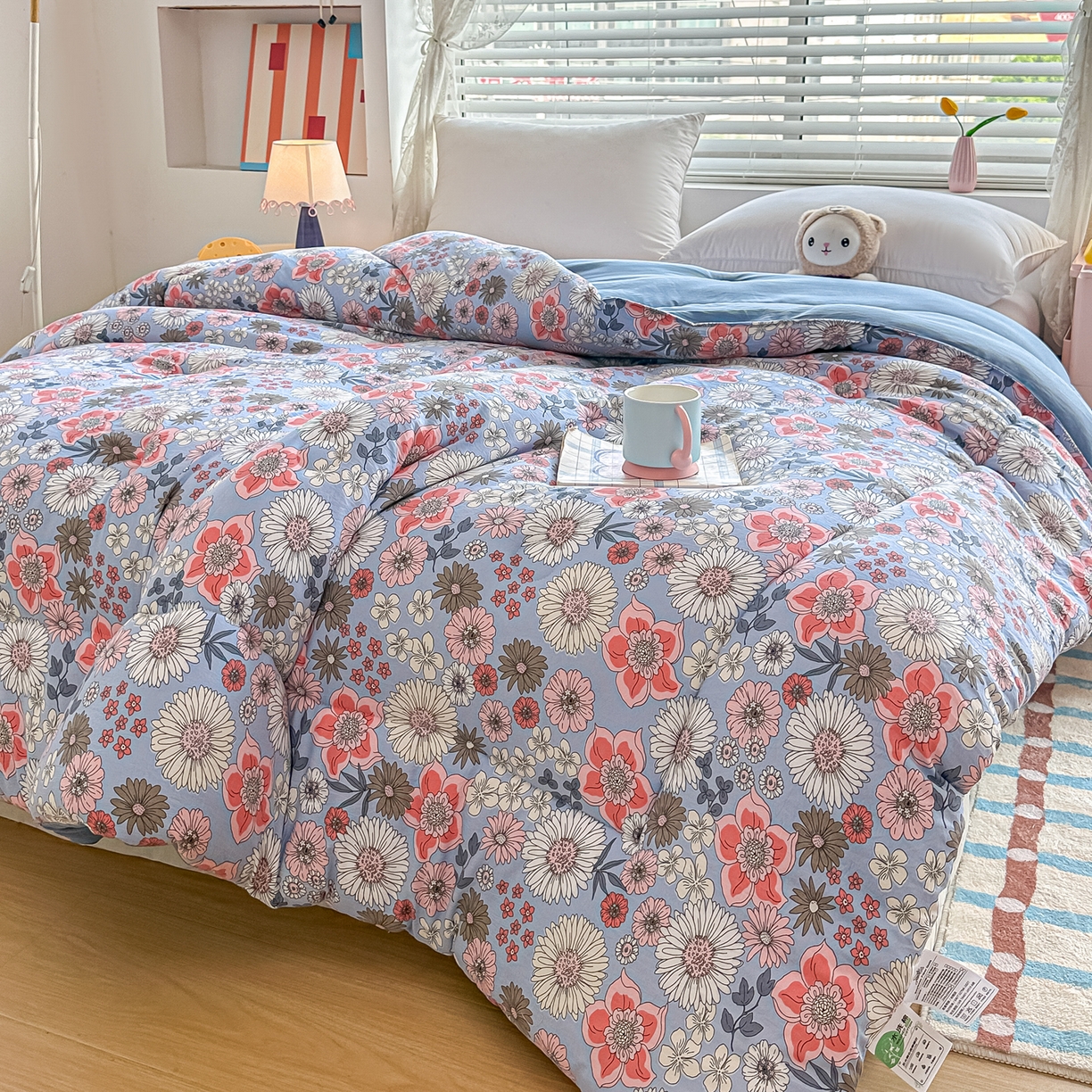 91家纺网 家纺一手货源 找家纺 好欣怡家纺 2025新款A类水洗棉冬被大豆纤维学生四季被子被芯跨境直播（提供买家秀质检报告） 花香四溢