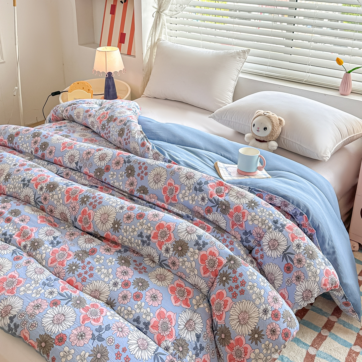 91家纺网 家纺一手货源 找家纺 好欣怡家纺 2025新款A类水洗棉冬被大豆纤维学生四季被子被芯跨境直播（提供买家秀质检报告） 花香四溢