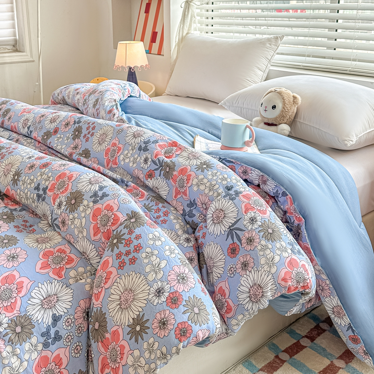 91家纺网 家纺一手货源 找家纺 好欣怡家纺 2025新款A类水洗棉冬被大豆纤维学生四季被子被芯跨境直播（提供买家秀质检报告） 花香四溢