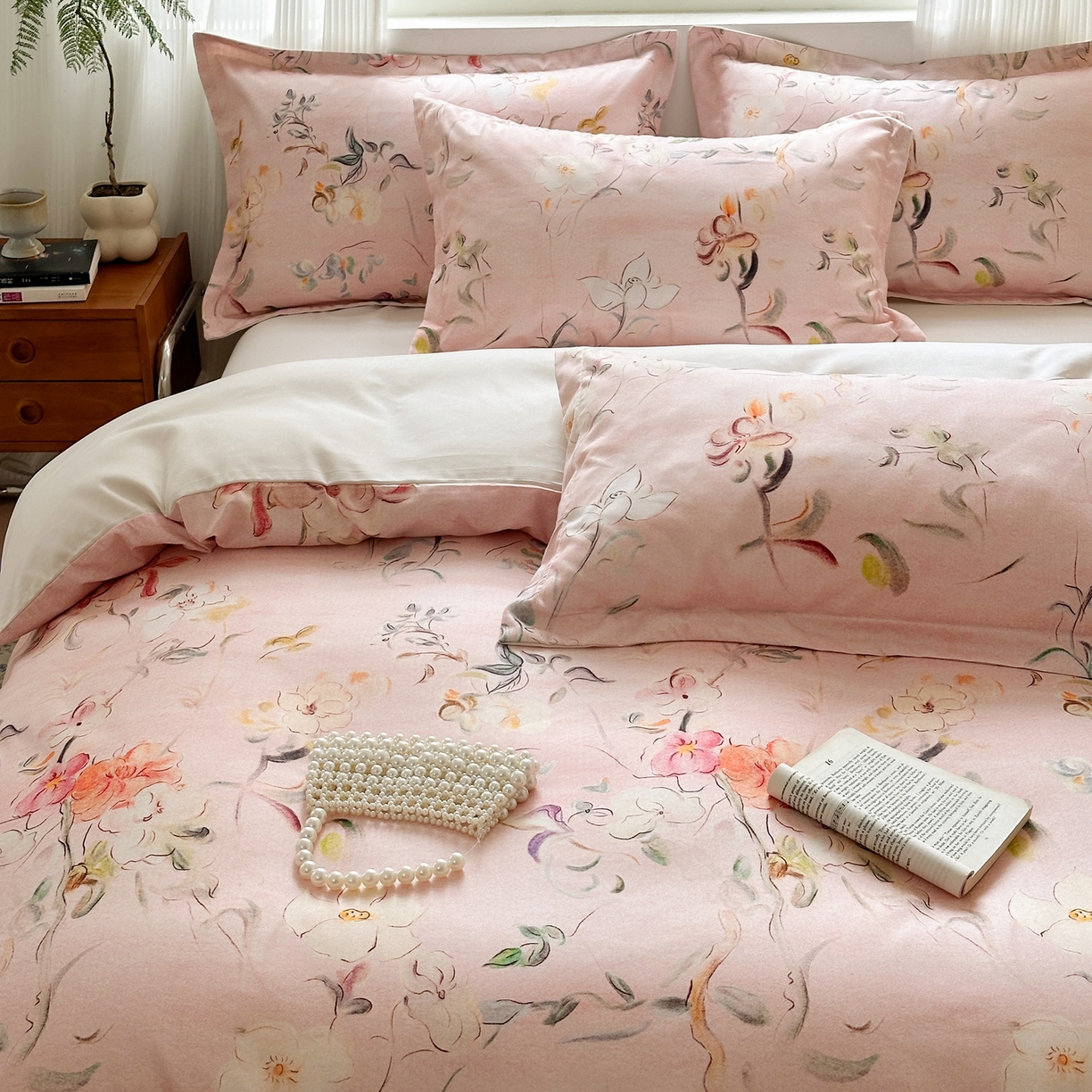 91家纺网 家纺一手货源 找家纺 典雅家纺 2025新款A类140克秋冬加厚磨毛数码印花四件套磨毛四件套 芳颜