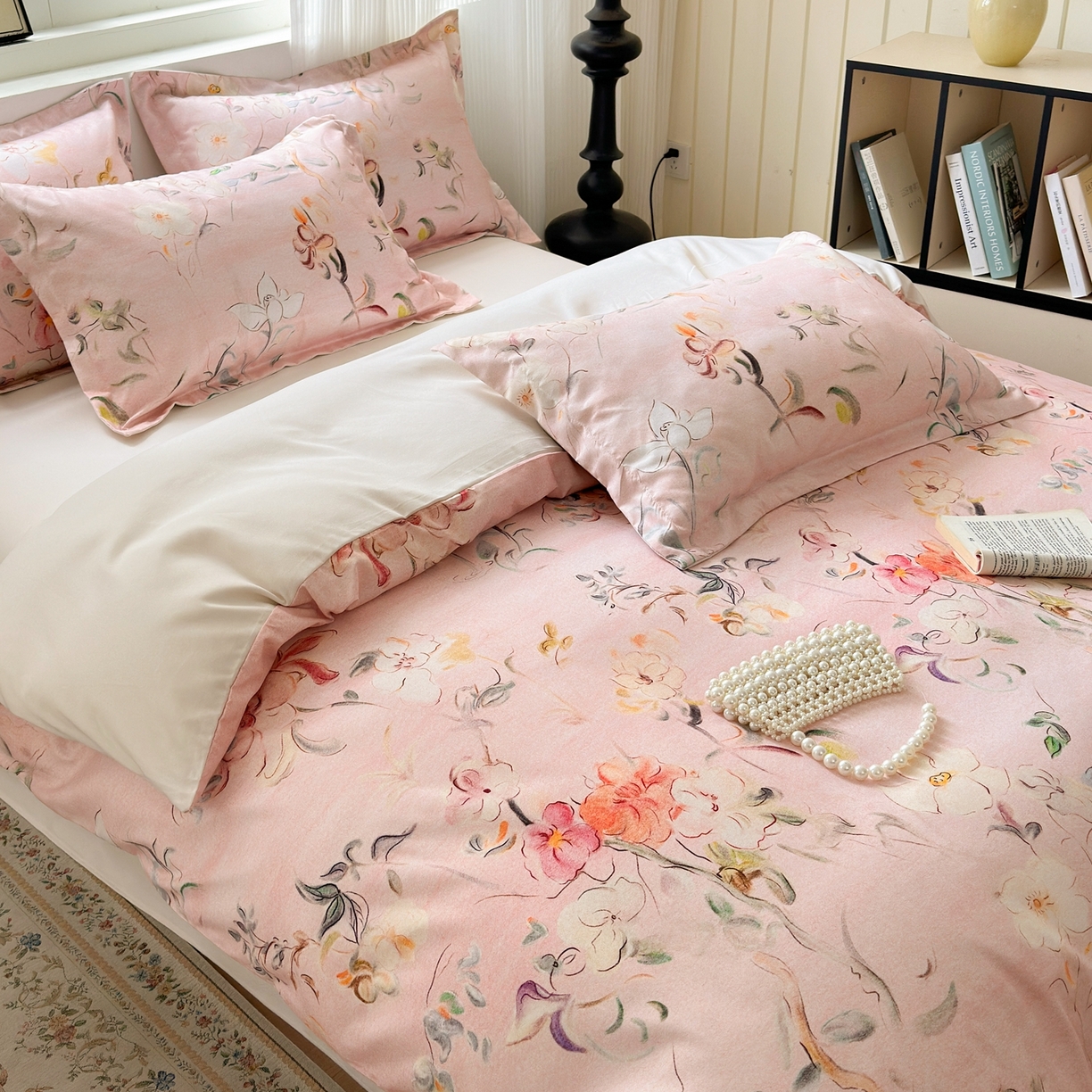 91家纺网 家纺一手货源 找家纺 典雅家纺 2025新款A类140克秋冬加厚磨毛数码印花四件套磨毛四件套 芳颜