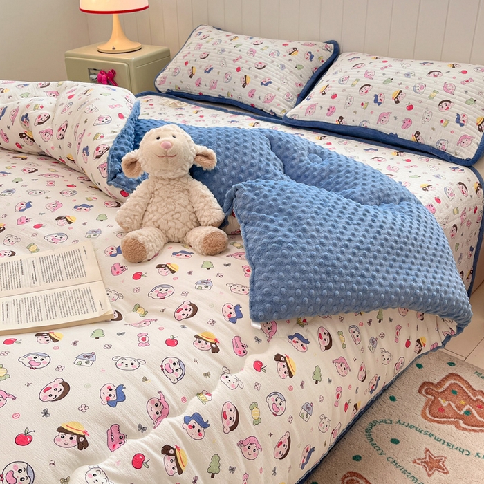 91家纺网 家纺一手货源 找家纺 铺尚美家纺 2025新款云感双层纱ins少女心可爱系加厚豆豆被床盖暖梦系列（小红书推荐） 新新酱