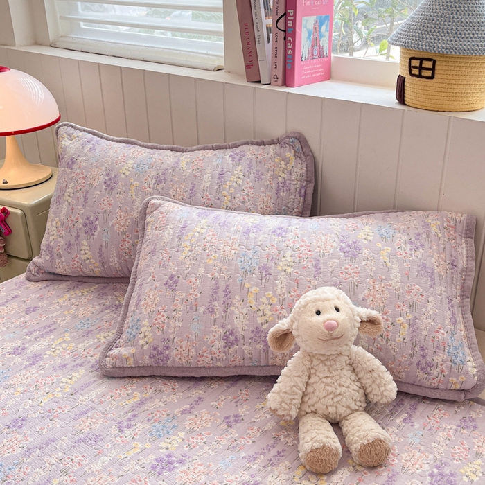 91家纺网 家纺一手货源 找家纺 铺尚美家纺 2025新款云感双层纱ins少女心可爱系加厚豆豆被床盖暖梦系列（小红书推荐） 紫藤香