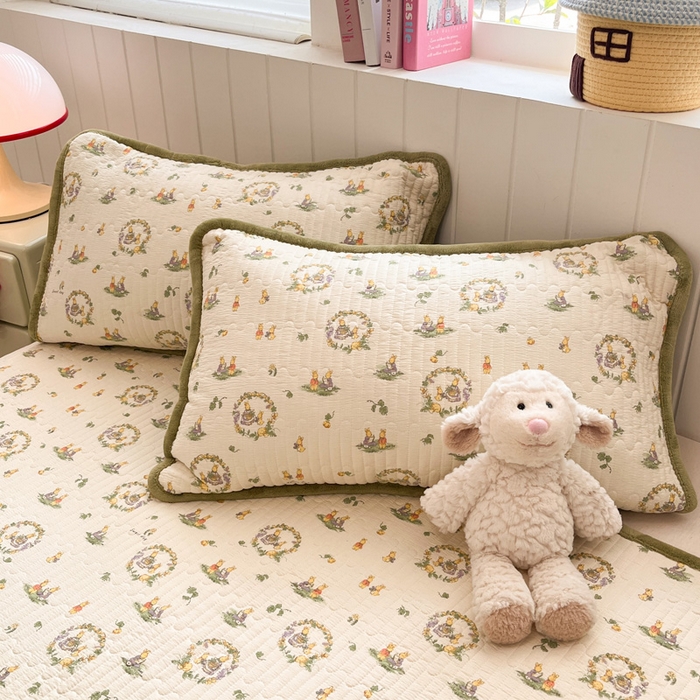 91家纺网 家纺一手货源 找家纺 铺尚美家纺 2025新款云感双层纱ins少女心可爱系加厚豆豆被床盖暖梦系列（小红书推荐） 田园兔