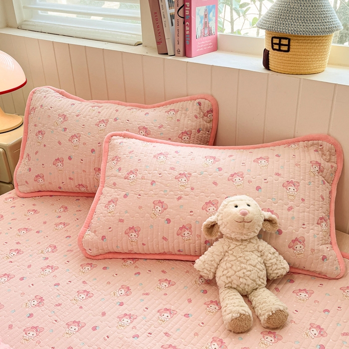 91家纺网 家纺一手货源 找家纺 铺尚美家纺 2025新款云感双层纱ins少女心可爱系加厚豆豆被床盖暖梦系列（小红书推荐） 粉奶油