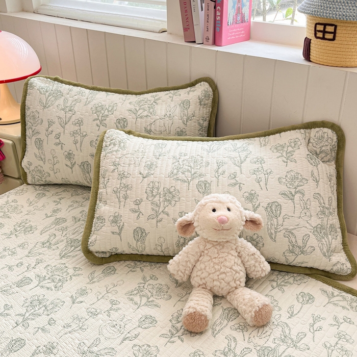 91家纺网 家纺一手货源 找家纺 铺尚美家纺 2025新款云感双层纱ins少女心可爱系加厚豆豆被床盖暖梦系列（小红书推荐） 线条兔