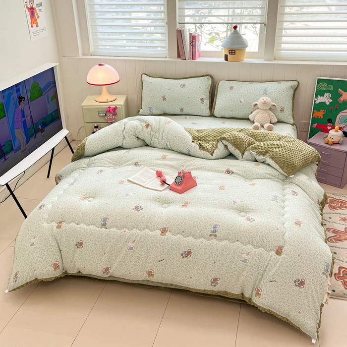 91家纺网 家纺一手货源 找家纺 铺尚美家纺 2025新款云感双层纱ins少女心可爱系加厚豆豆被床盖暖梦系列（小红书推荐） 轻松象