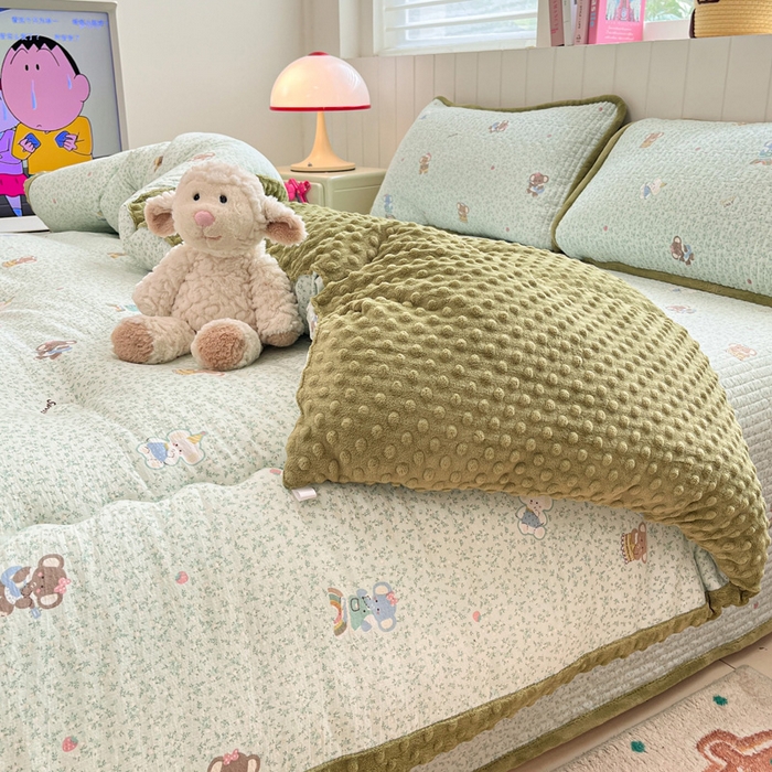 91家纺网 家纺一手货源 找家纺 铺尚美家纺 2025新款云感双层纱ins少女心可爱系加厚豆豆被床盖暖梦系列（小红书推荐） 轻松象