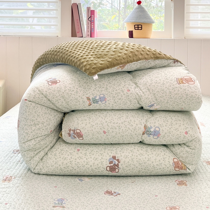 91家纺网 家纺一手货源 找家纺 铺尚美家纺 2025新款云感双层纱ins少女心可爱系加厚豆豆被床盖暖梦系列（小红书推荐） 轻松象