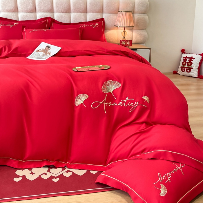 91家纺网 家纺一手货源 找家纺 （总）花愿（原花纪） 2025新款水洗棉刺绣婚庆四件套系列